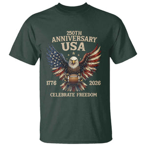 Patriotic Bald Eagle Football T Shirt USA 250th Anniversary Gift TS12 Dark Forest Green Print Your Wear
