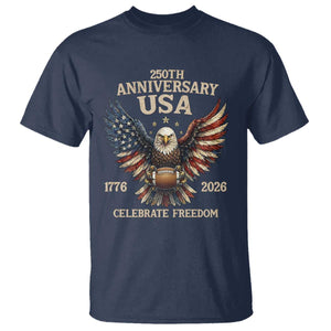 Patriotic Bald Eagle Football T Shirt USA 250th Anniversary Gift TS12 Navy Print Your Wear