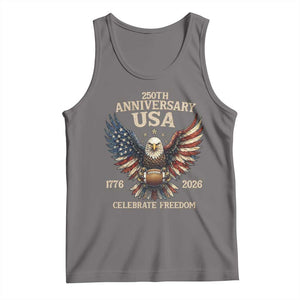 Patriotic Bald Eagle Football Tank Top America 250th Anniversary Gift TS12 Deep Heather Print Your Wear