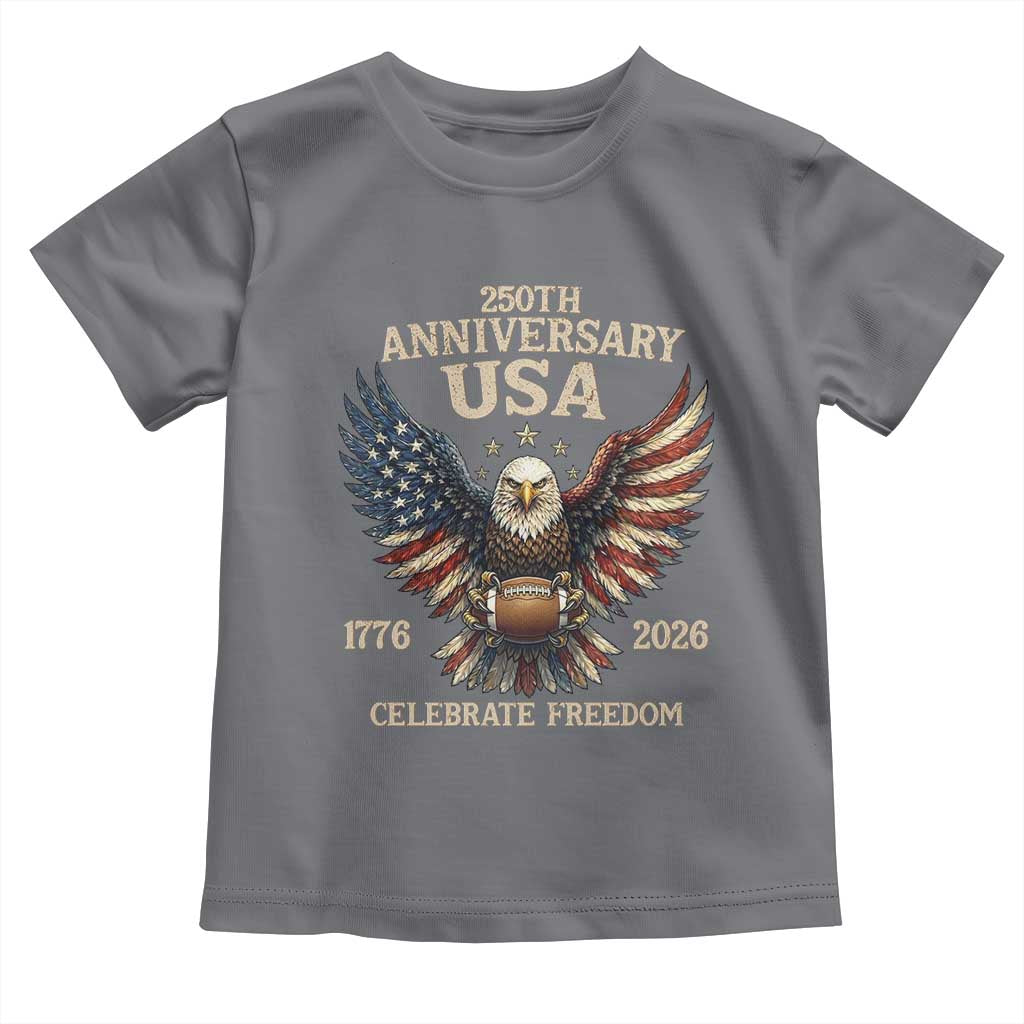 Patriotic Bald Eagle Football Toddler T Shirt America 250th Anniversary Gift TS12 Charcoal Print Your Wear