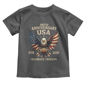 Patriotic Bald Eagle Football Toddler T Shirt America 250th Anniversary Gift TS12 Dark Heather Print Your Wear