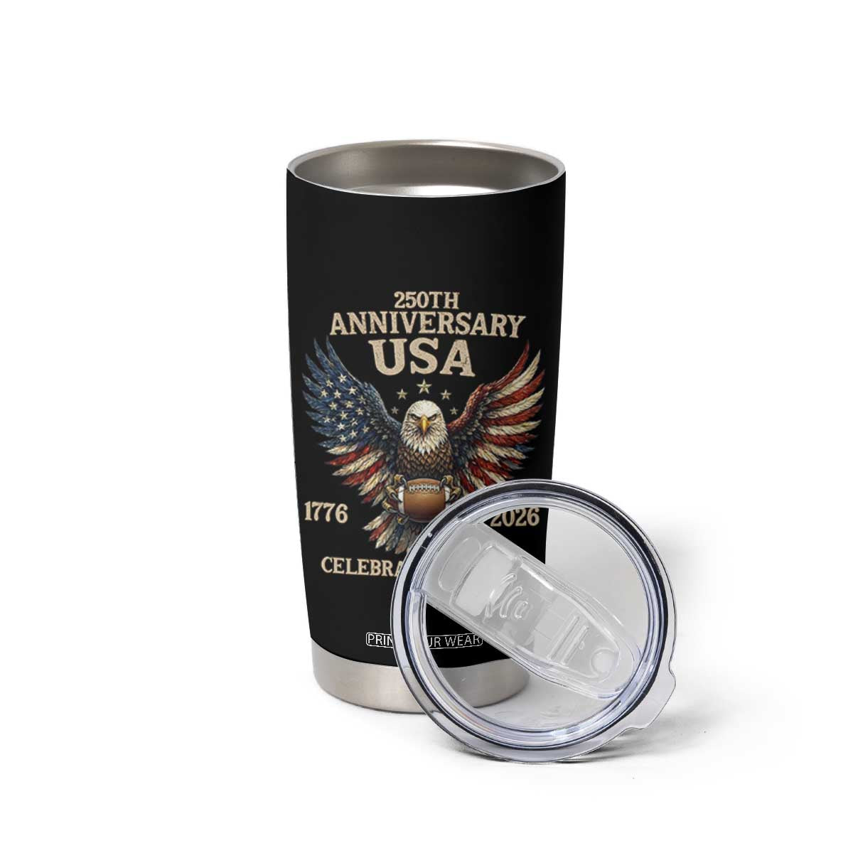 Patriotic Bald Eagle Football Tumbler Cup America 250th Anniversary Gift TS12 Print Your Wear