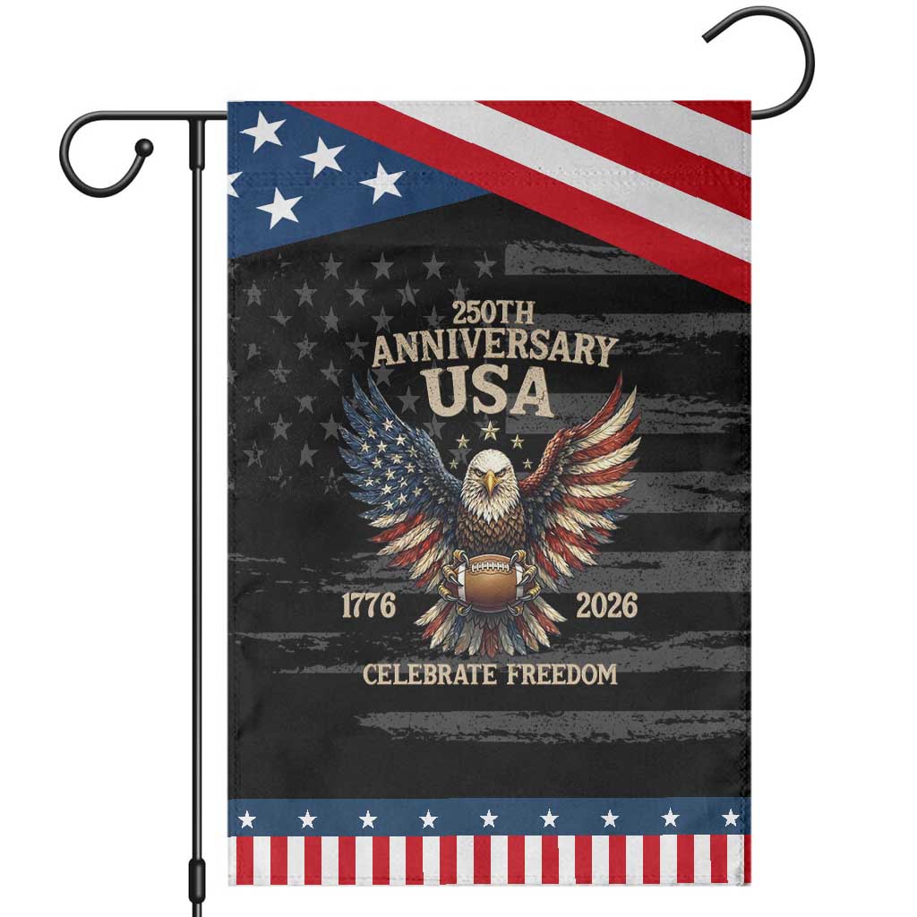 Bald Eagle Football Patriotic Garden Flag America 250th Anniversary Gift TS12 Distressed Black Blue Print Your Wear
