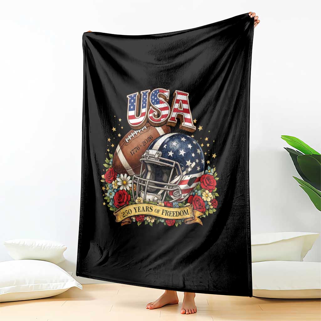 Patriotic Floral Baseball Throw Blanket USA 250th Anniversary Gift TS12 Print Your Wear