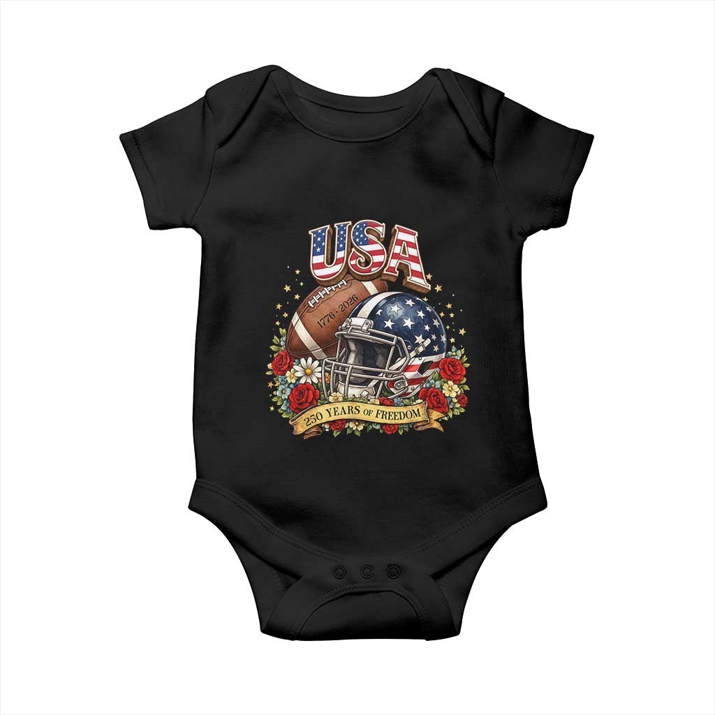 Patriotic Floral Baseball Baby Onesie USA 250th Anniversary Gift TS12 Black Print Your Wear