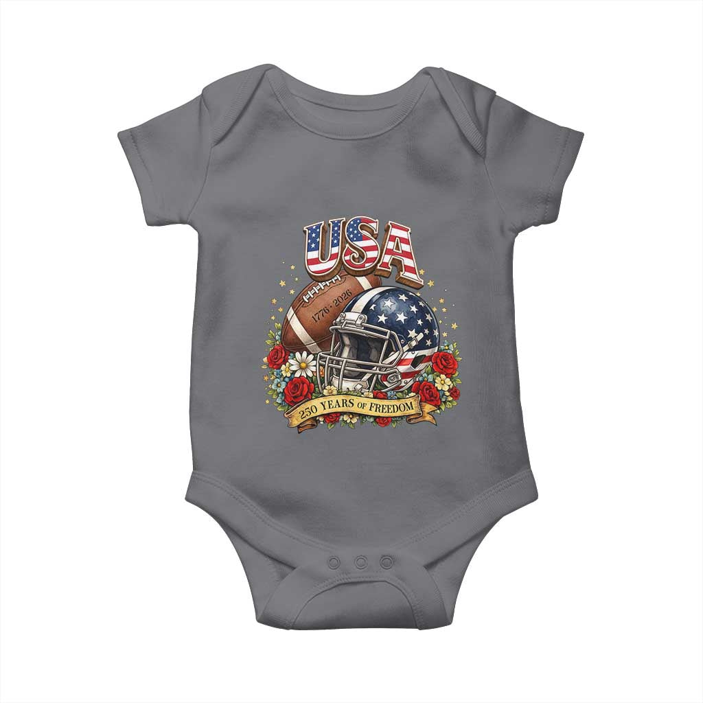 Patriotic Floral Baseball Baby Onesie USA 250th Anniversary Gift TS12 Charcoal Print Your Wear