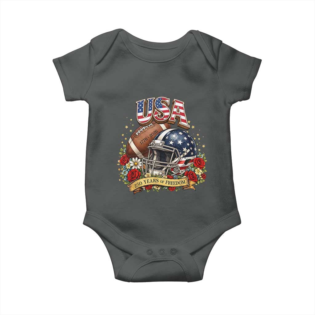 Patriotic Floral Baseball Baby Onesie USA 250th Anniversary Gift TS12 Dark Heather Print Your Wear