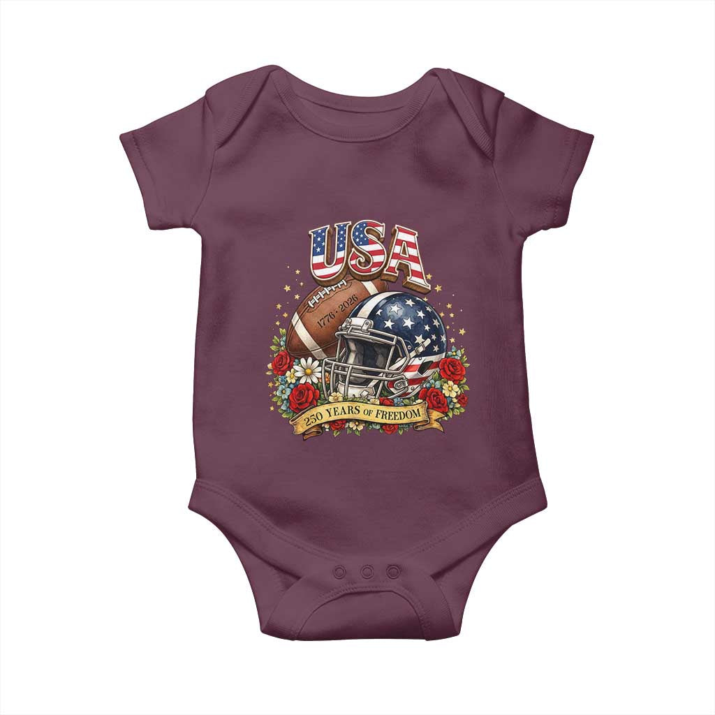 Patriotic Floral Baseball Baby Onesie USA 250th Anniversary Gift TS12 Maroon Print Your Wear