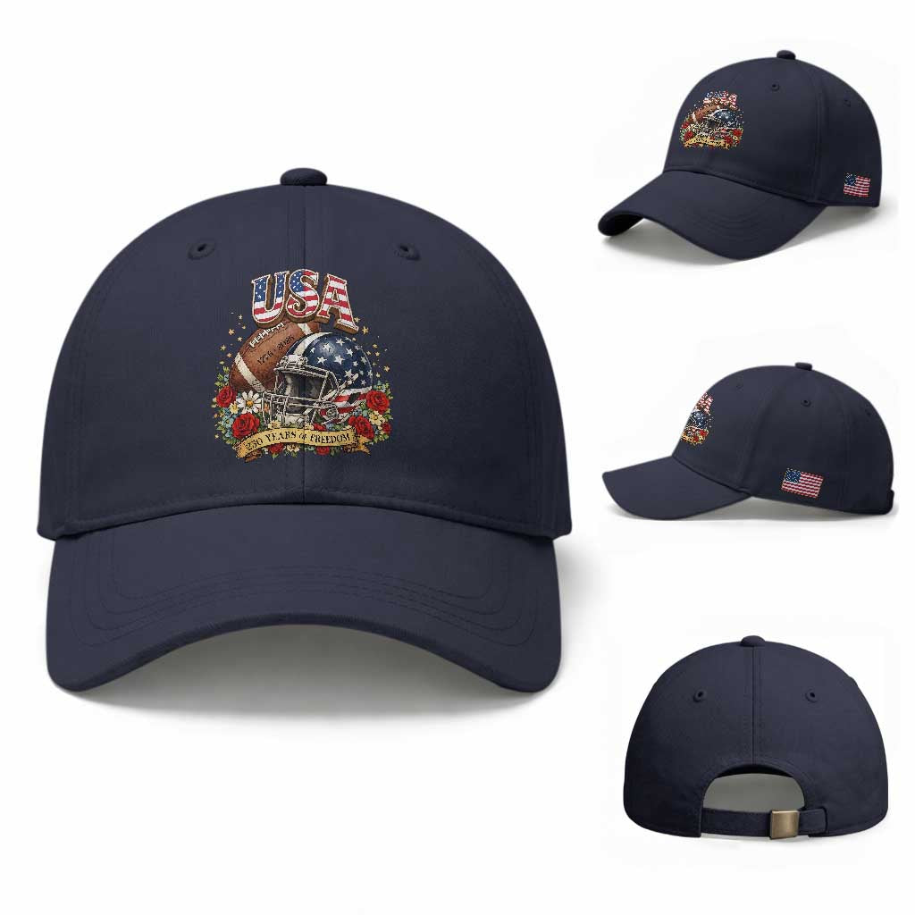 Patriotic Floral Baseball Baseball Cap USA 250th Anniversary Gift TS12 Baseball Cap Universal Fit Navy Print Your Wear