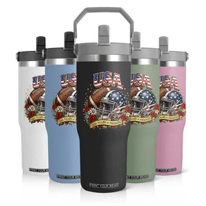 Patriotic Floral Baseball Flip Straw Tumbler USA 250th Anniversary Gift TS12 Print Your Wear