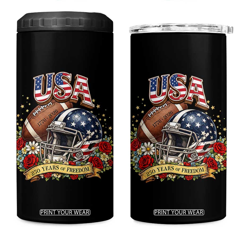 Patriotic Floral Baseball 4 in 1 Can Cooler Tumbler USA 250th Anniversary Gift TS12 One Size: 16 oz Black Print Your Wear
