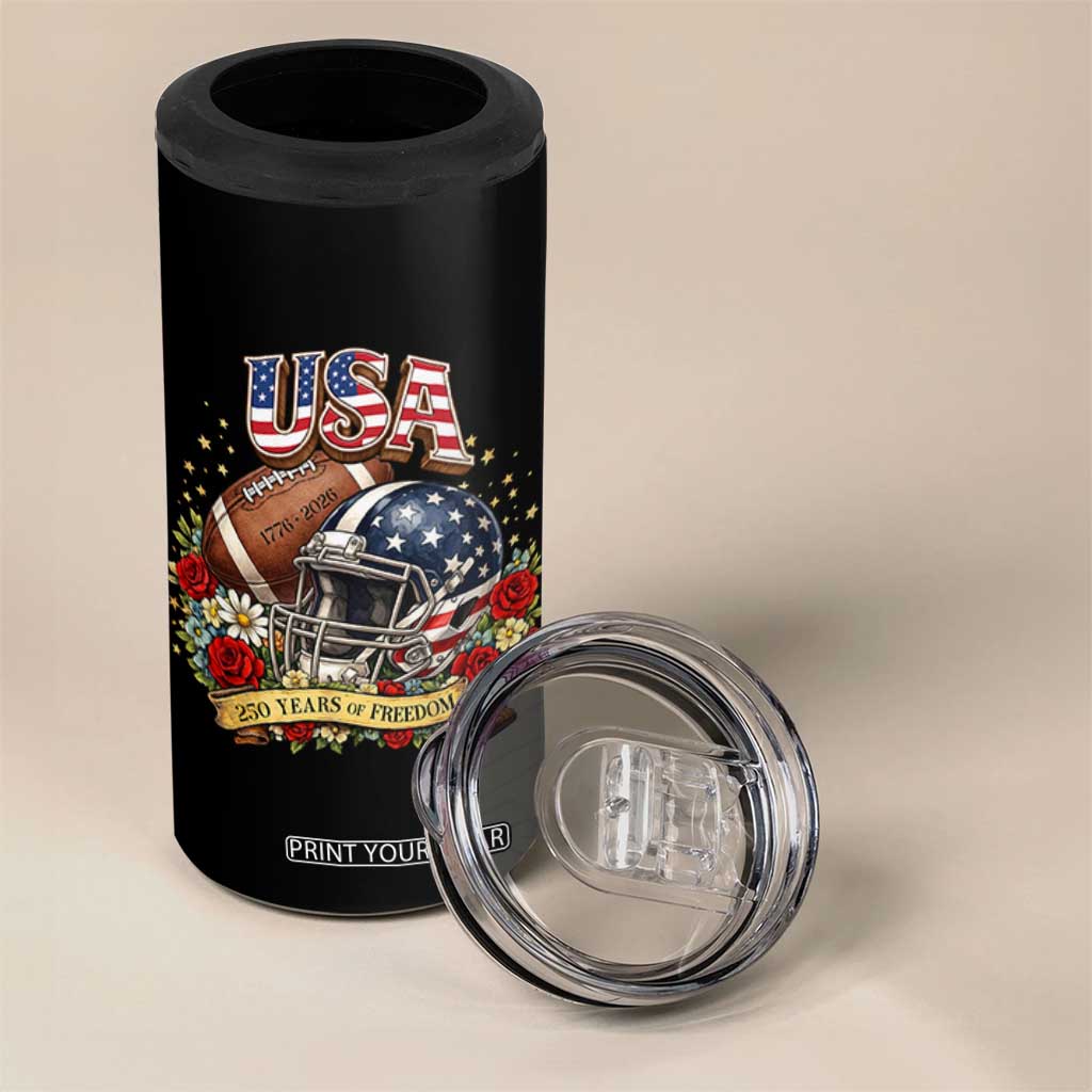 Patriotic Floral Baseball 4 in 1 Can Cooler Tumbler USA 250th Anniversary Gift TS12 Print Your Wear