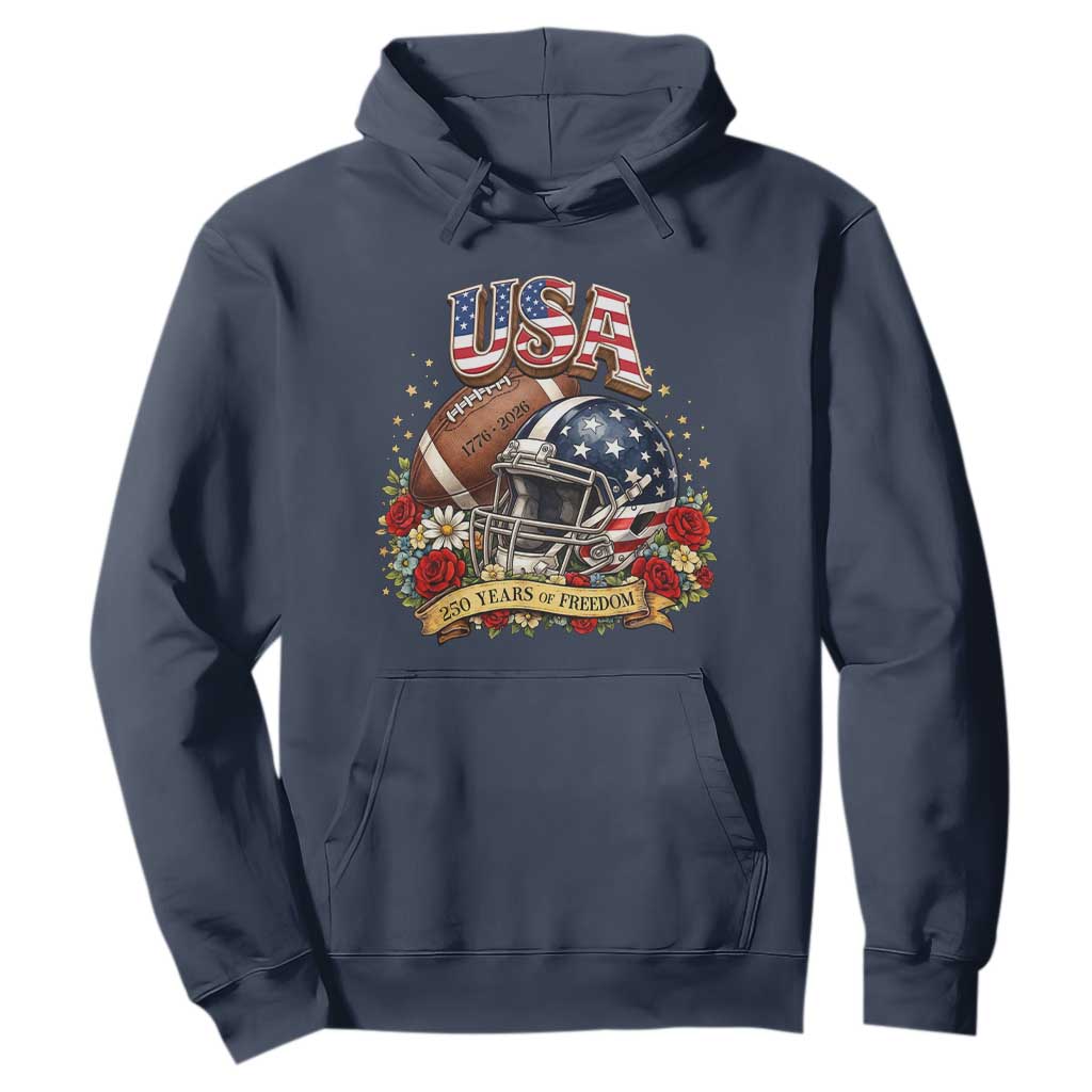 Patriotic Floral Baseball Hoodie USA 250th Anniversary Gift TS12 Navy Print Your Wear