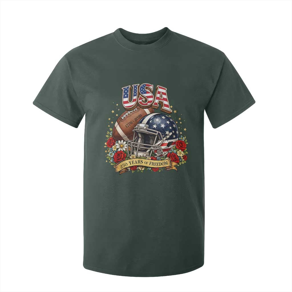 Patriotic Floral Baseball T Shirt For Kid USA 250th Anniversary Gift TS12 Dark Forest Green Print Your Wear
