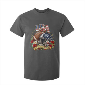 Patriotic Floral Baseball T Shirt For Kid USA 250th Anniversary Gift TS12 Dark Heather Print Your Wear