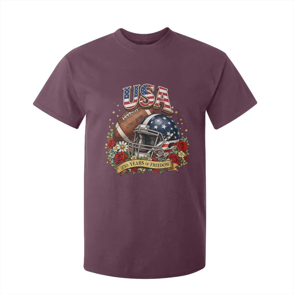 Patriotic Floral Baseball T Shirt For Kid USA 250th Anniversary Gift TS12 Maroon Print Your Wear