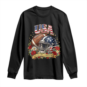 Patriotic Floral Baseball Long Sleeve Shirt USA 250th Anniversary Gift TS12 Black Print Your Wear
