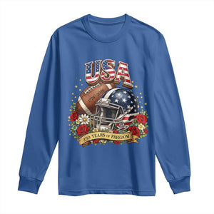 Patriotic Floral Baseball Long Sleeve Shirt USA 250th Anniversary Gift TS12 Royal Blue Print Your Wear