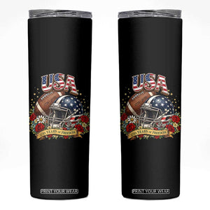Patriotic Floral Baseball Skinny Tumbler USA 250th Anniversary Gift TS12 Black Print Your Wear