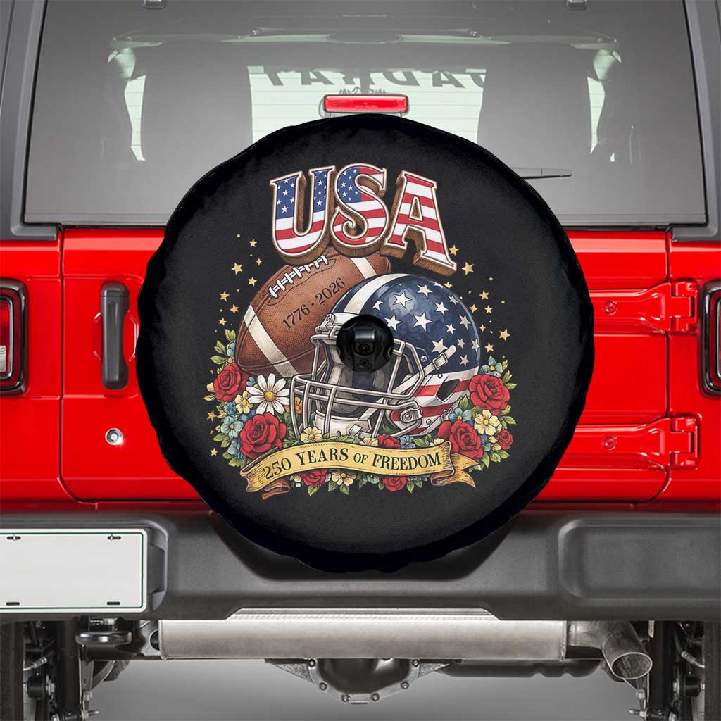 Patriotic Floral Baseball Spare Tire Cover USA 250th Anniversary Gift TS12 Black Print Your Wear