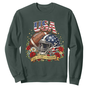 Patriotic Floral Baseball Sweatshirt USA 250th Anniversary Gift TS12 Dark Forest Green Print Your Wear