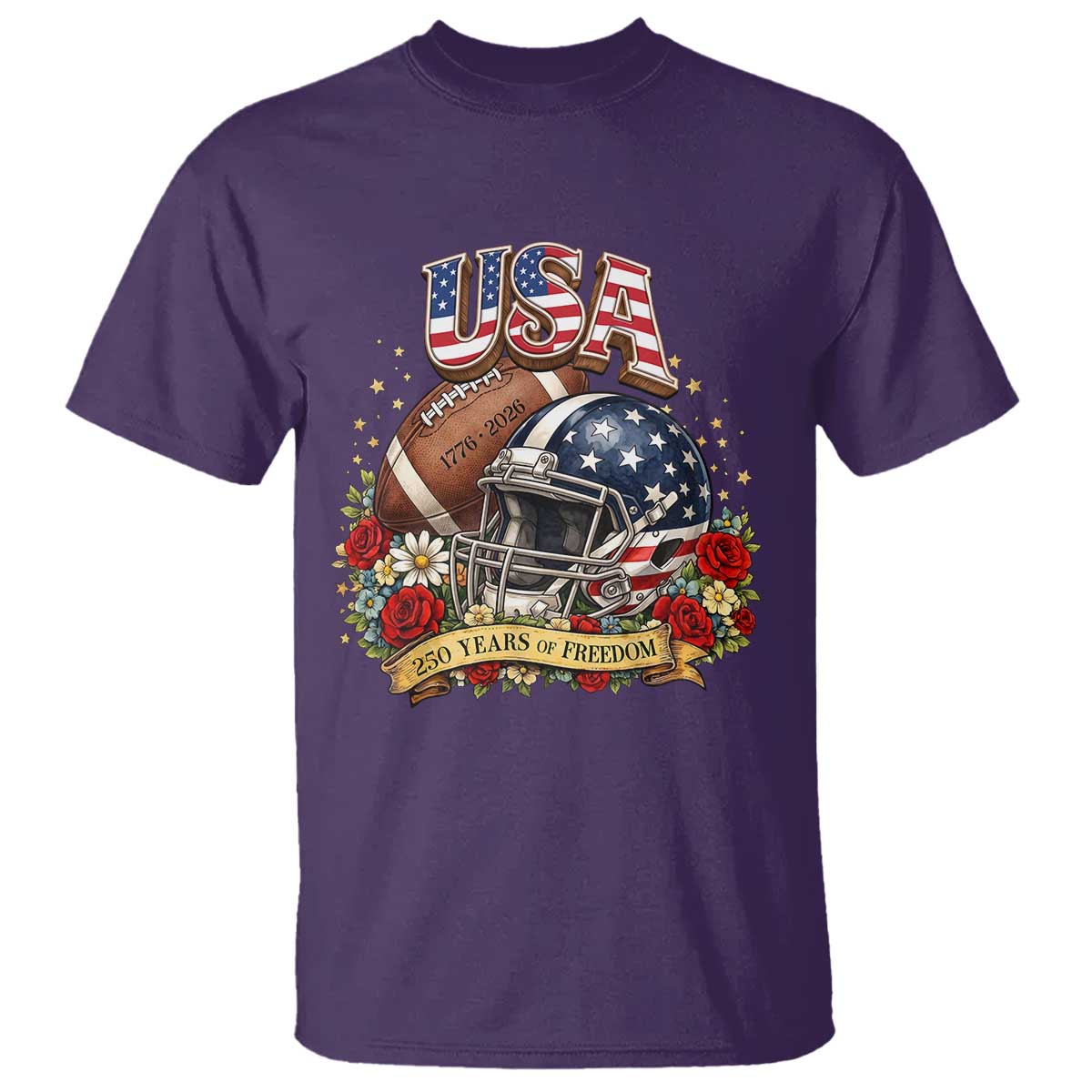 Patriotic Floral Baseball T Shirt USA 250th Anniversary Gift TS12 Purple Print Your Wear