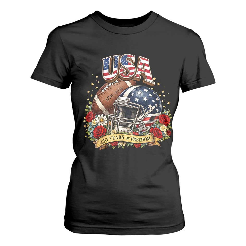 Patriotic Floral Baseball T Shirt For Women USA 250th Anniversary Gift TS12 Black Print Your Wear