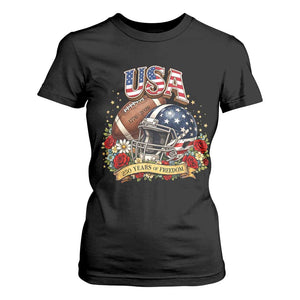 Patriotic Floral Baseball T Shirt For Women USA 250th Anniversary Gift TS12 Black Print Your Wear