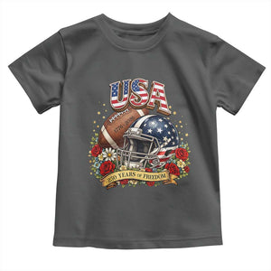Patriotic Floral Baseball Toddler T Shirt USA 250th Anniversary Gift TS12 Dark Heather Print Your Wear