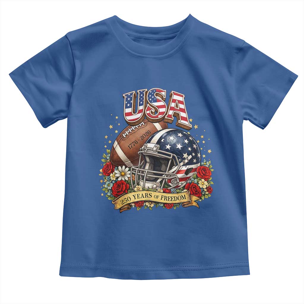 Patriotic Floral Baseball Toddler T Shirt USA 250th Anniversary Gift TS12 Royal Blue Print Your Wear