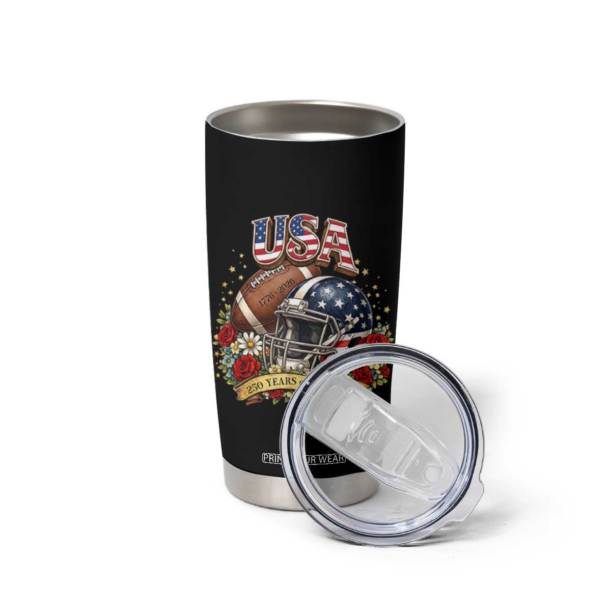 Patriotic Floral Baseball Tumbler Cup USA 250th Anniversary Gift TS12 Print Your Wear