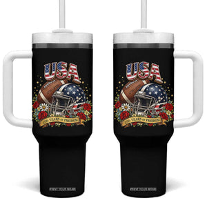 Patriotic Floral Baseball Tumbler With Handle USA 250th Anniversary Gift TS12 One Size: 40 oz Black Print Your Wear