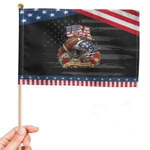 Floral Baseball Graphic Patriotic Handheld Flag USA 250th Anniversary Gift TS12 Distressed 8.2" × 5.5" Black Blue Print Your Wear