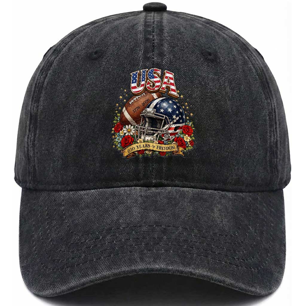 Patriotic Floral Baseball Washed Cotton Baseball Cap USA 250th Anniversary Gift TS12 Print Your Wear