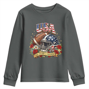 Patriotic Floral Baseball Youth Sweatshirt USA 250th Anniversary Gift TS12 Dark Heather Print Your Wear