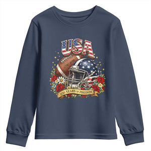 Patriotic Floral Baseball Youth Sweatshirt USA 250th Anniversary Gift TS12 Navy Print Your Wear