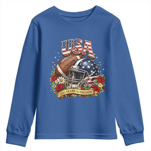 Patriotic Floral Baseball Youth Sweatshirt USA 250th Anniversary Gift TS12 Royal Blue Print Your Wear