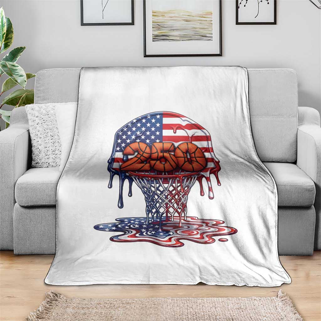 Patriotic Basketball Drip Throw Blanket USA 250th Anniversary Gift TS12 Print Your Wear