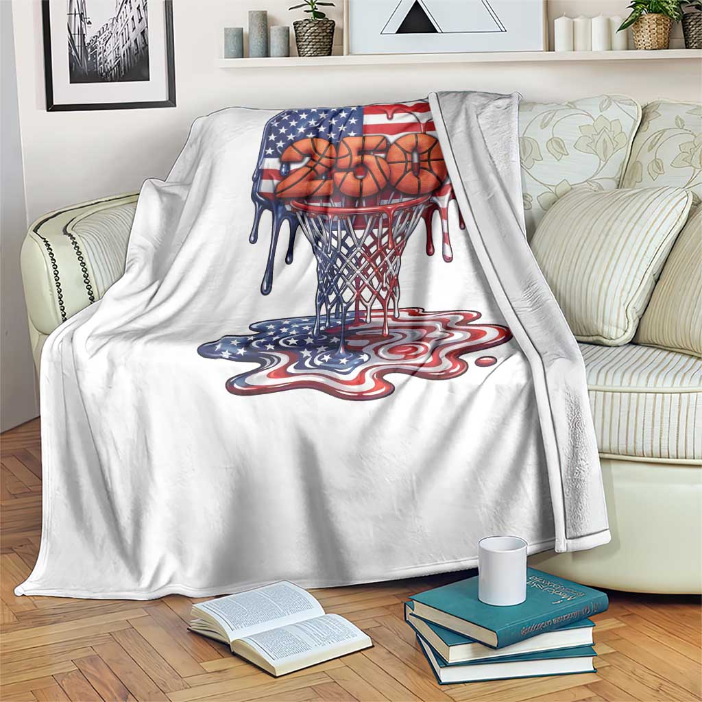 Patriotic Basketball Drip Throw Blanket USA 250th Anniversary Gift TS12 Print Your Wear