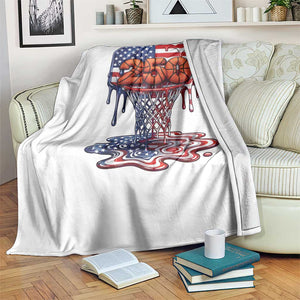Patriotic Basketball Drip Throw Blanket USA 250th Anniversary Gift TS12 Print Your Wear