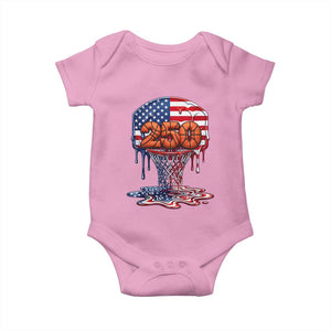 Patriotic Basketball Drip Baby Onesie USA 250th Anniversary Gift TS12 Light Pink Print Your Wear