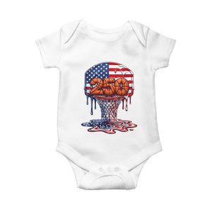 Patriotic Basketball Drip Baby Onesie USA 250th Anniversary Gift TS12 White Print Your Wear