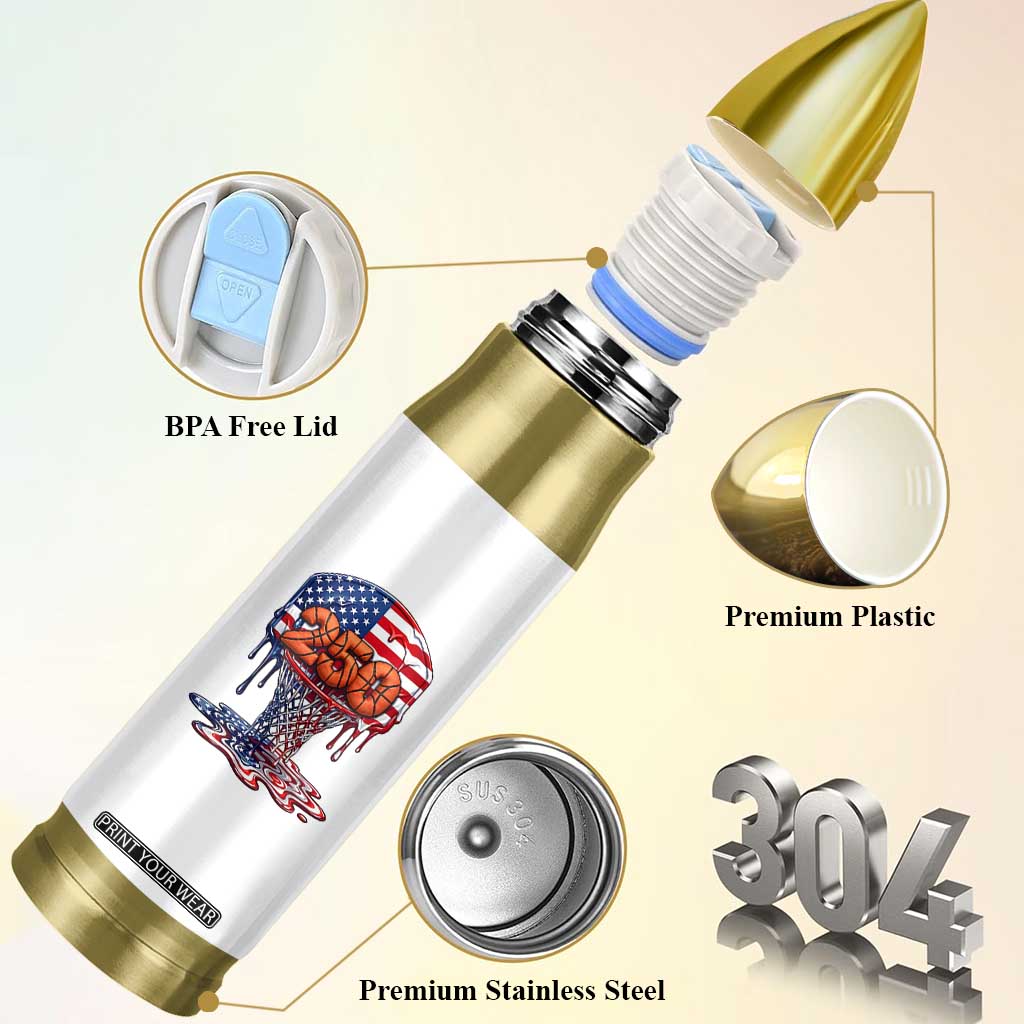 Patriotic Basketball Drip Bullet Tumbler USA 250th Anniversary Gift TS12 Print Your Wear