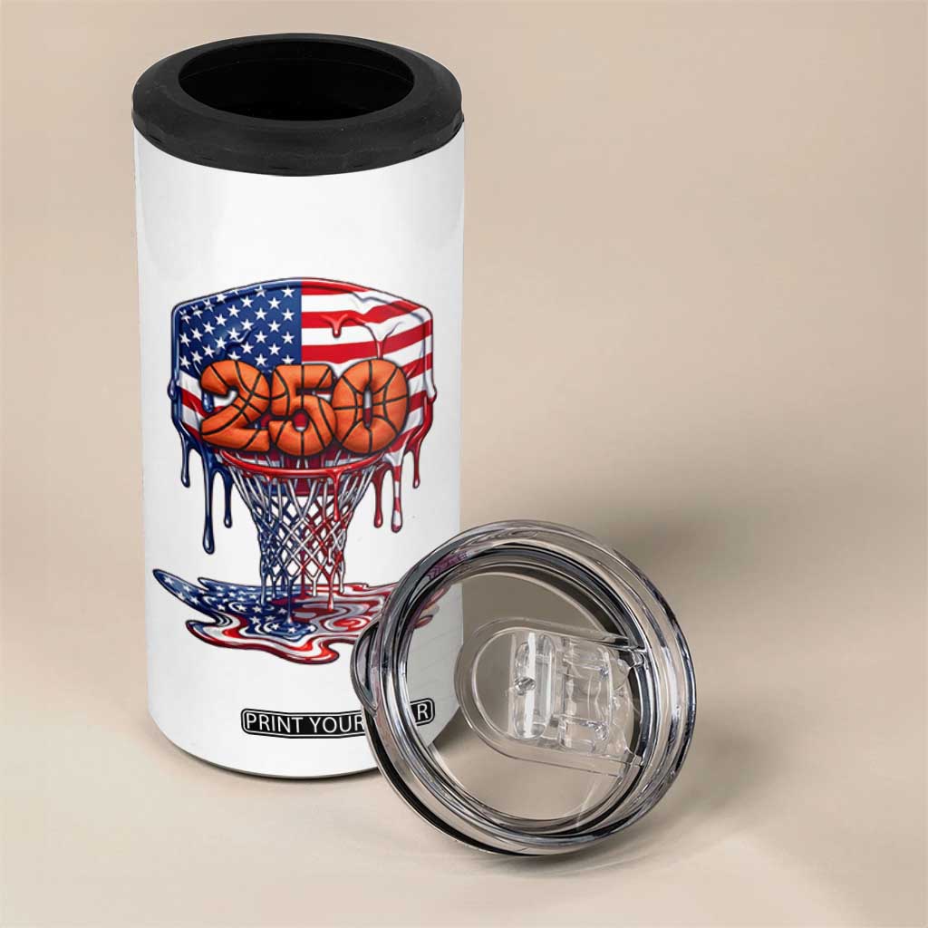 Patriotic Basketball Drip 4 in 1 Can Cooler Tumbler USA 250th Anniversary Gift TS12 Print Your Wear