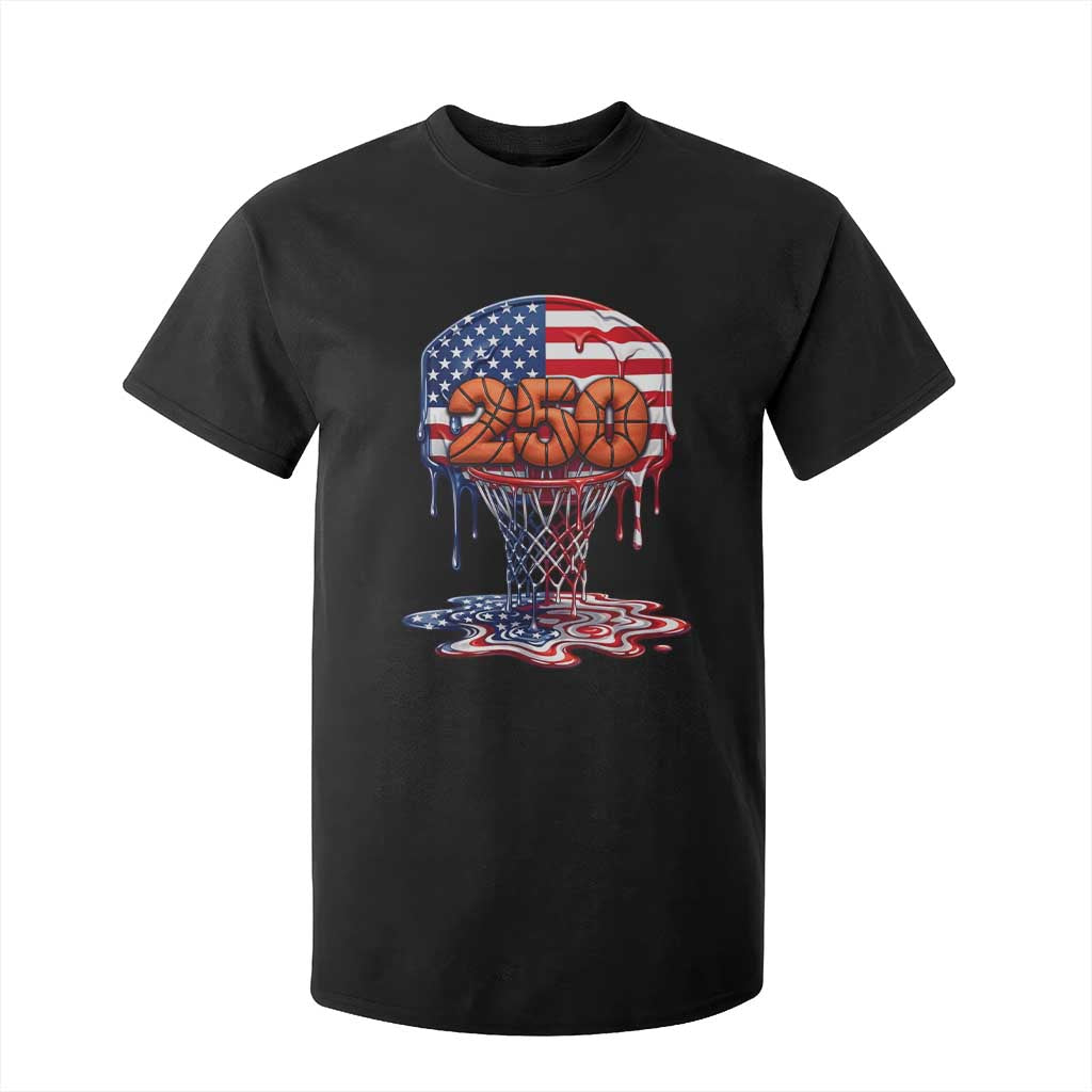 Patriotic Basketball Drip T Shirt For Kid USA 250th Anniversary Gift TS12 Black Print Your Wear
