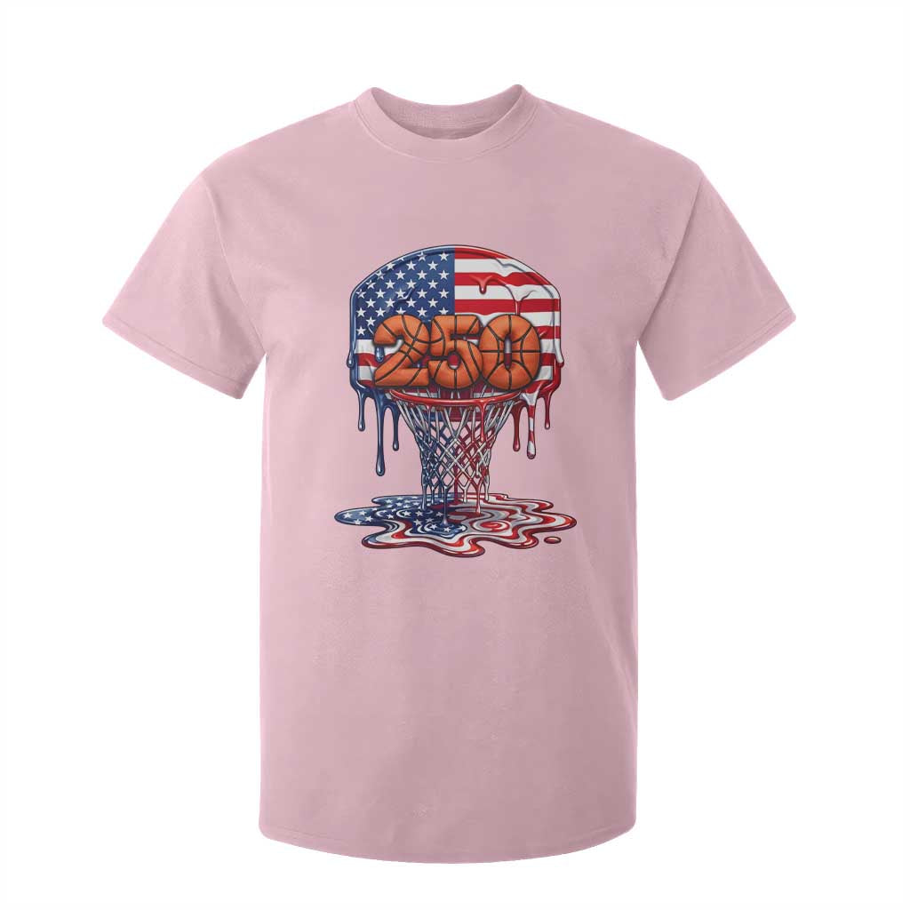 Patriotic Basketball Drip T Shirt For Kid USA 250th Anniversary Gift TS12 Light Pink Print Your Wear