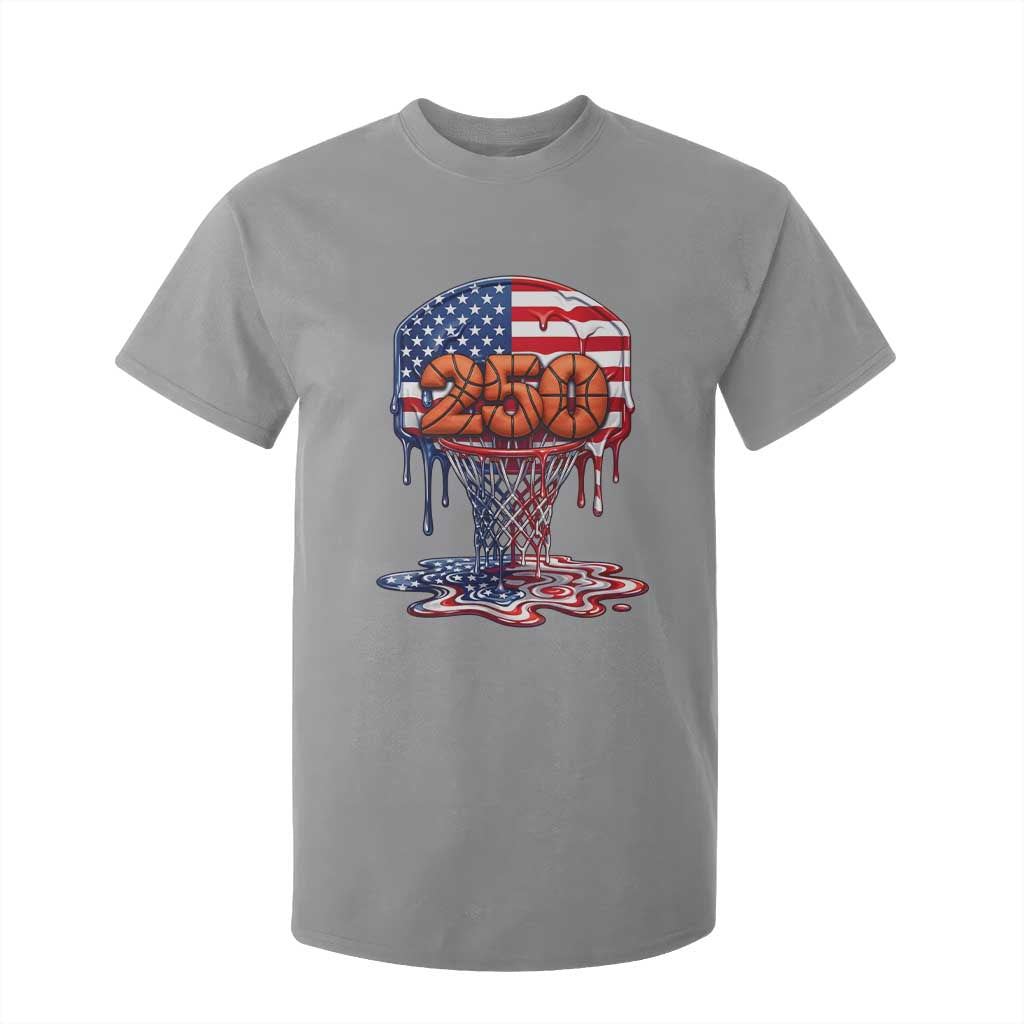 Patriotic Basketball Drip T Shirt For Kid USA 250th Anniversary Gift TS12 Sport Gray Print Your Wear