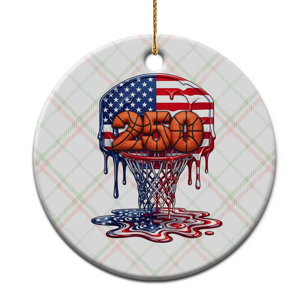 Patriotic Basketball Drip Ceramic Ornament USA 250th Anniversary Gift TS12 1pc Christmas Plaid Print Your Wear