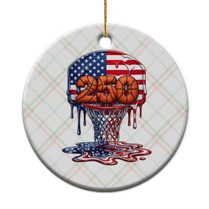 Patriotic Basketball Drip Ceramic Ornament USA 250th Anniversary Gift TS12 1pc Christmas Plaid Print Your Wear