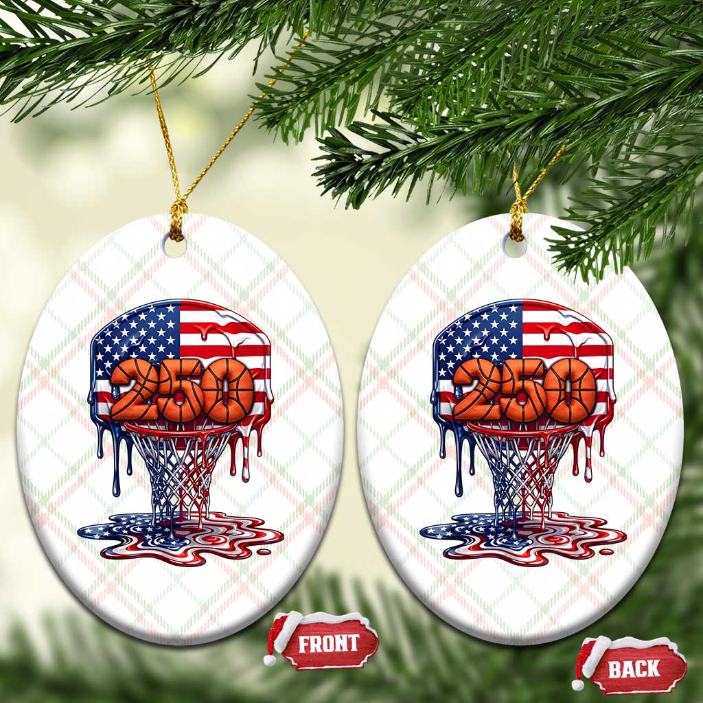 Patriotic Basketball Drip Ceramic Ornament USA 250th Anniversary Gift TS12 Print Your Wear